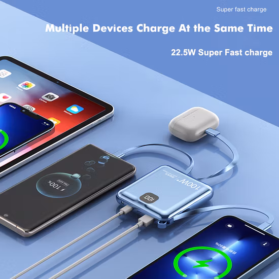 2023 Hot Saling 5000 mAh OEM Pd 22.5/20/18W 고속 충전 SCP 22.5W 5000mAh 용량 노트북 및 휴대전화 충전기용 휴대용 전원 은행